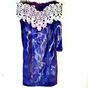 Jessica McClintock "Emily in Paris" Purple Lace Size 5  Gothic Prom Dress drip